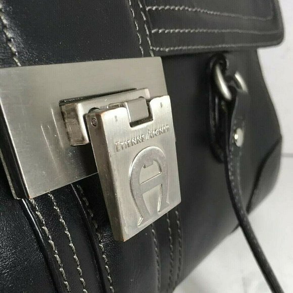 Etienne Aigner Large Black Structured Leather Bag - Picture 7 of 12